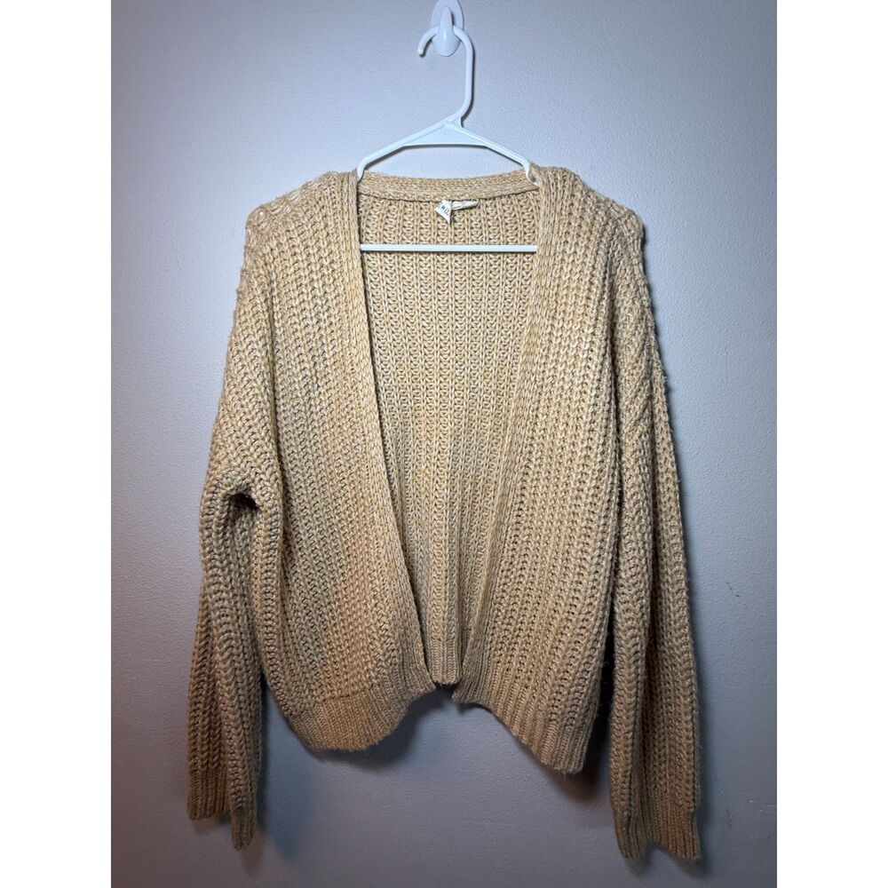 Sky and Sparrow Cardigan Womens Small Beige Chunky Knit Open Front